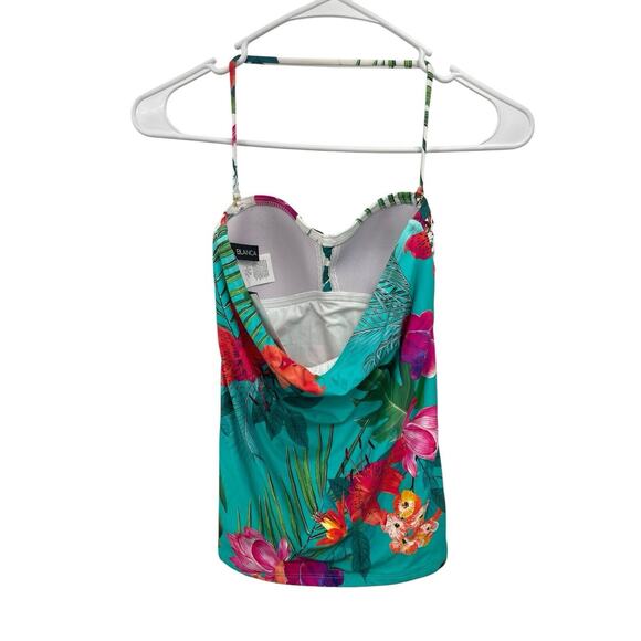 New La Blanca Tropicalia Floral Tankini Swimsuit Top Tropical Size 2 - Picture 3 of 7